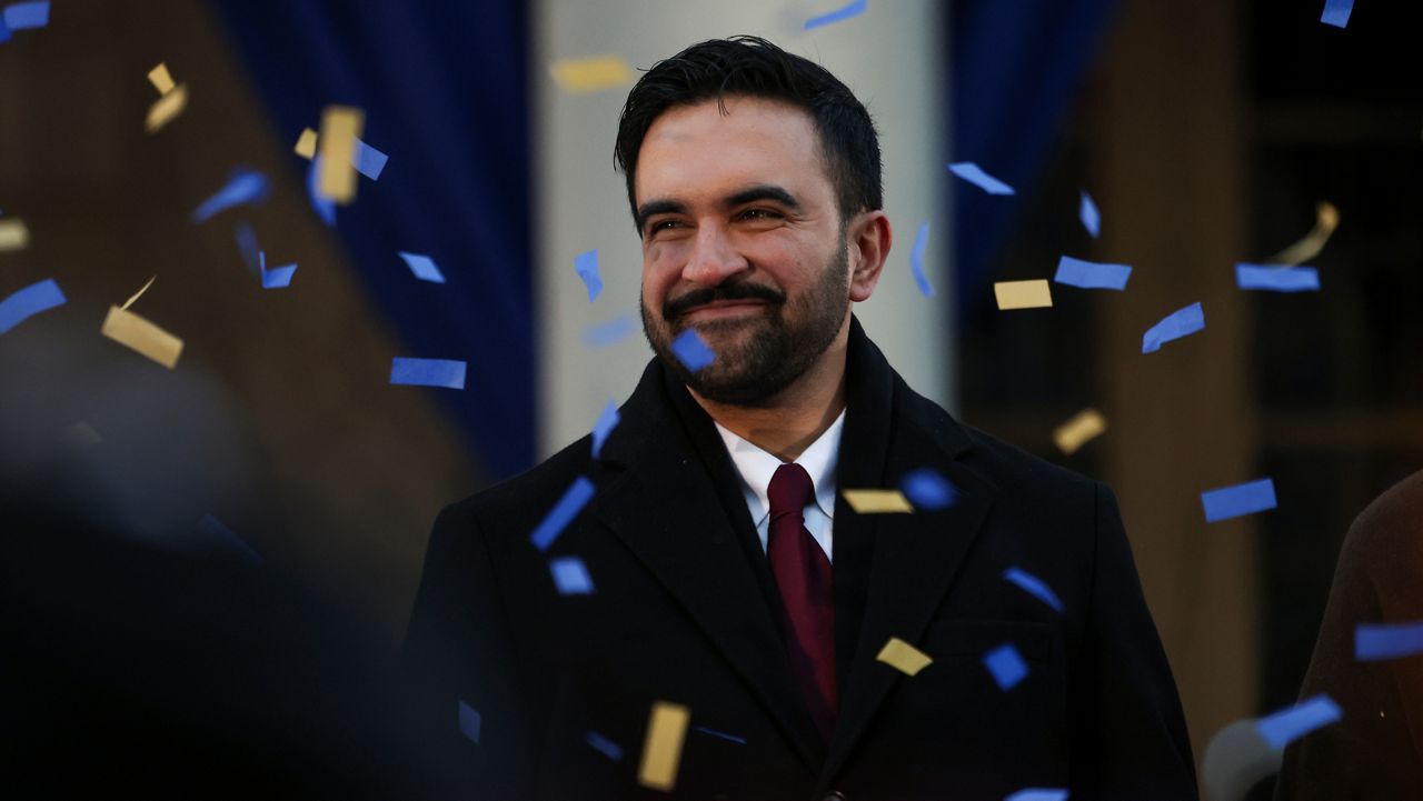 Mayor Zohran Mamdani reacts after speaking during his inauguration ceremony, Thursday, Jan. 1, 2026, in New York. (AP Photo/Heather Khalifa)
