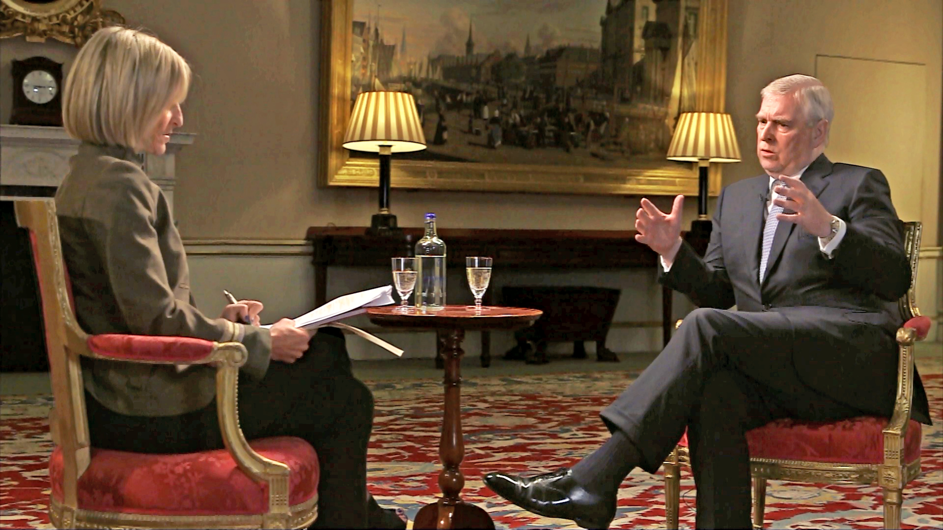 Prince Andrew speaking about his links to Jeffrey Epstein in an interview with BBC Newsnight's Emily Maitlis.