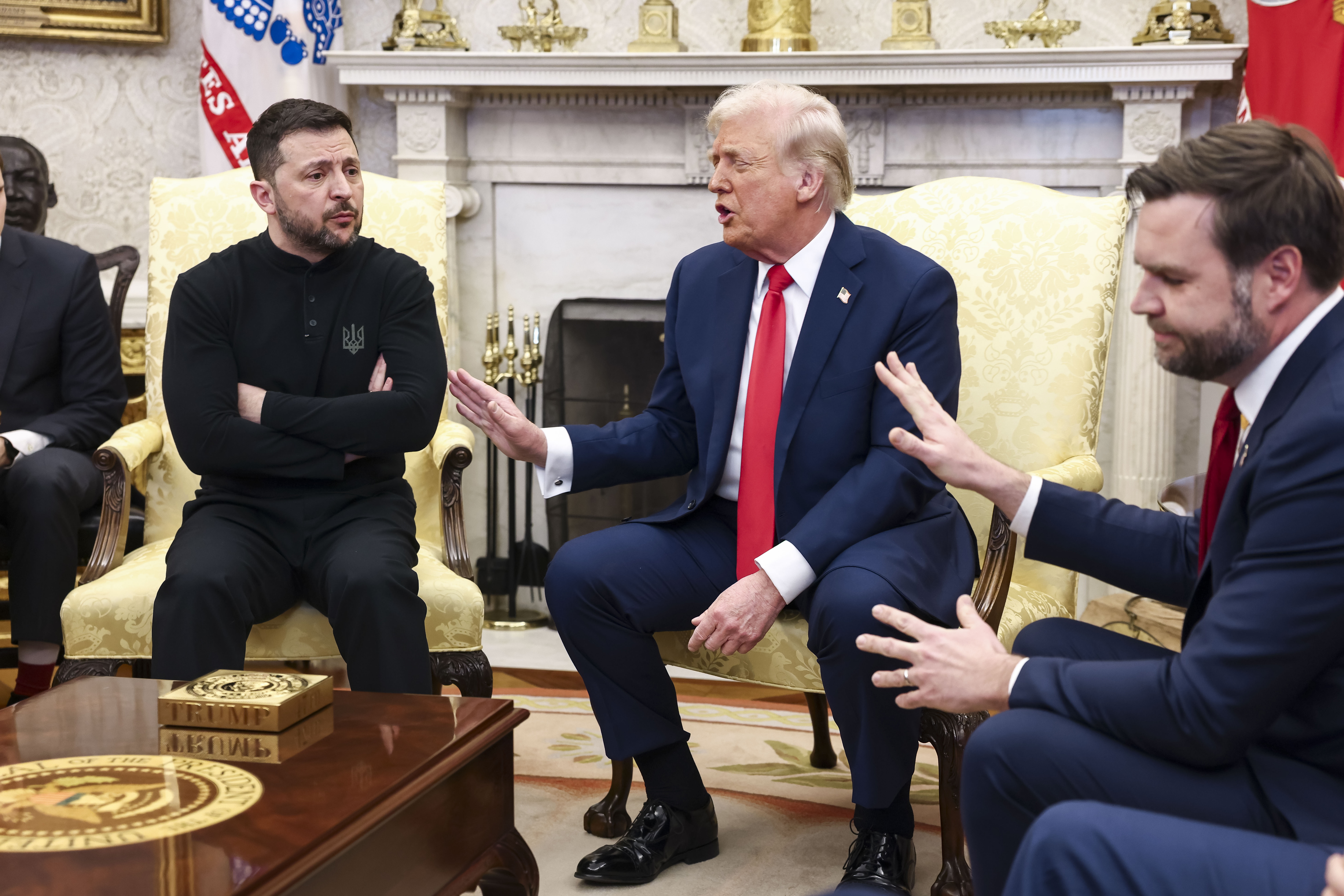 US President Donald Trump welcomes Ukrainian President Volodymyr Zelensky and US Vice President JD Vance to the White House.