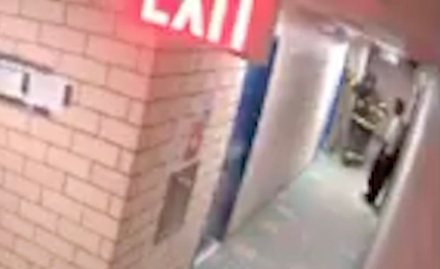 Ronald McCallister, 60, can be seen on surveillance video talking with a firefighter in a 16th-floor hallway moments before the explosion.