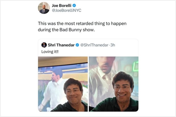 A since-deleted X post by Joe Borelli used a derogatory term to mock a Democratic congressman's post about Bad Bunny's Super Bowl halftime show.