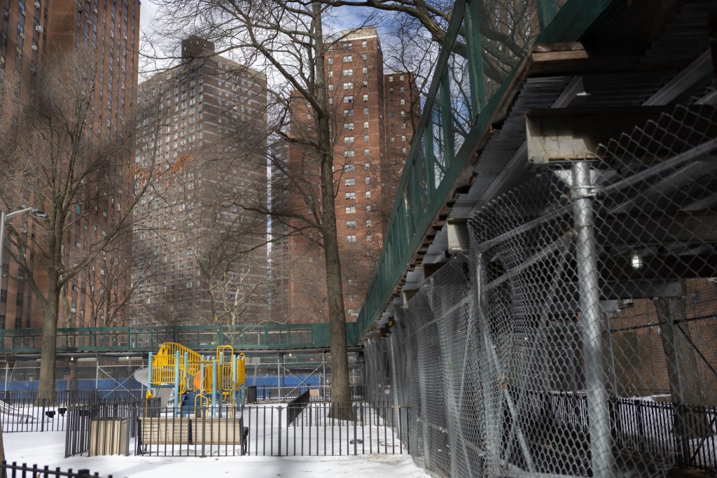 The sun reflects off NYCHA's Isaacs Houses buildings in Yorksville