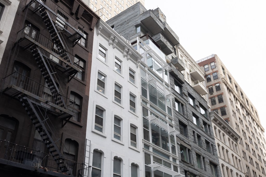 New and pre-war buildings sit next to each other in TriBeCa,