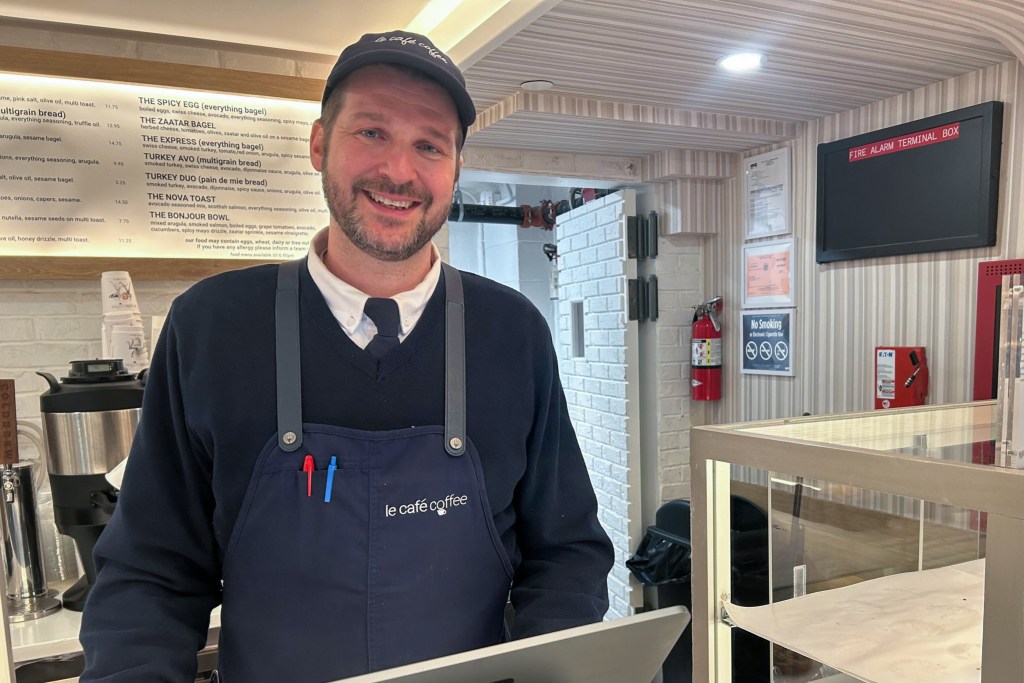 Le Café Coffee manager Daniel was working at one of the few businesses open during a blizzard,