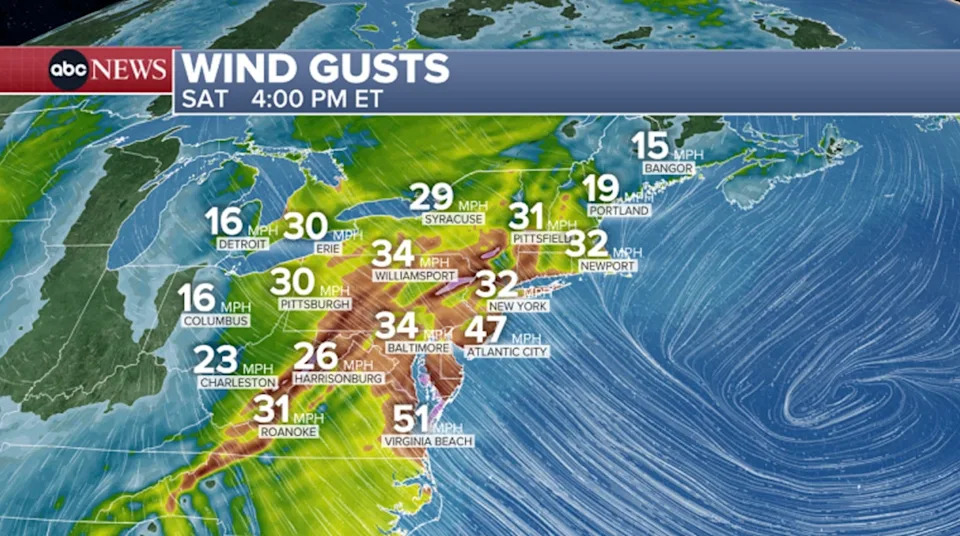 ABC News - PHOTO: wind gusts map