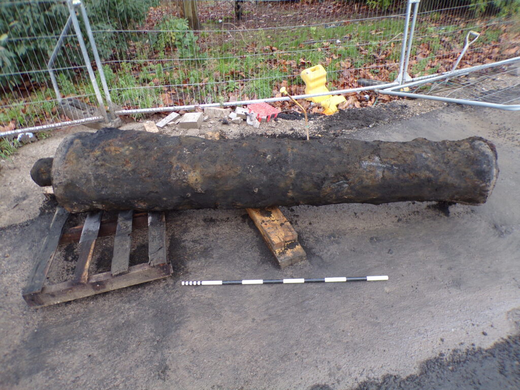 The cannon discovered in Queen's Gardens.