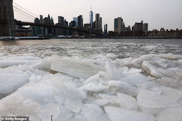 Blocks of ice in New York City's East River are pictured in late January, during a nine-day streak of below-freezing temperatures in the city