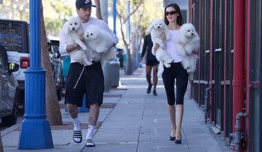 Brooklyn Beckham and Nicola Peltz headed out with their family of pups on Tuesday, treating four of their pooches to an afternoon of grooming