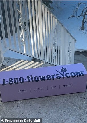 A flower delivery left outside her home