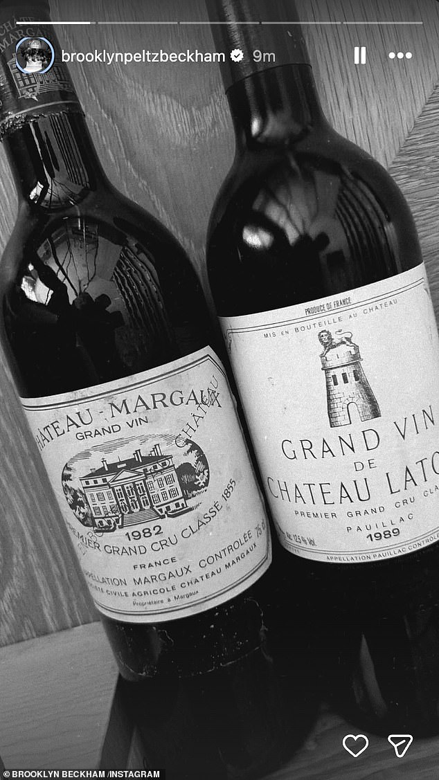 Brooklyn also gave fans a glimpse of their romantic celebrations on his Instagram Stories, where the couple appeared to indulge in two bottles of wine, costing £750 each