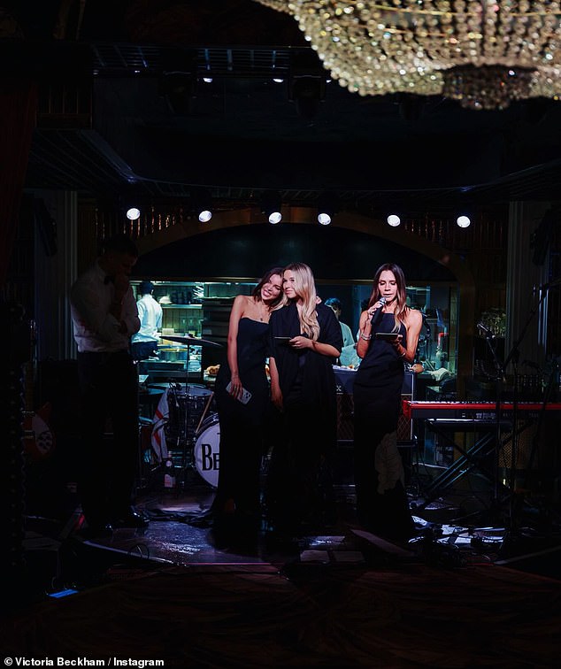 Victoria, sister Harper, 13, and Cruz's girlfriend Jackie Apostel, 31, took to the stage during the luxury evening to give a heartwarming speech