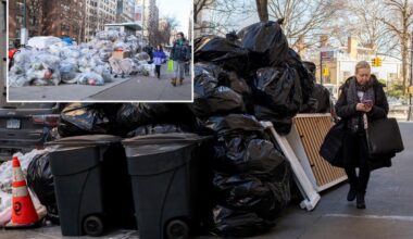 NYC trash mountains pile up as garbage collection is delayed after snow storm