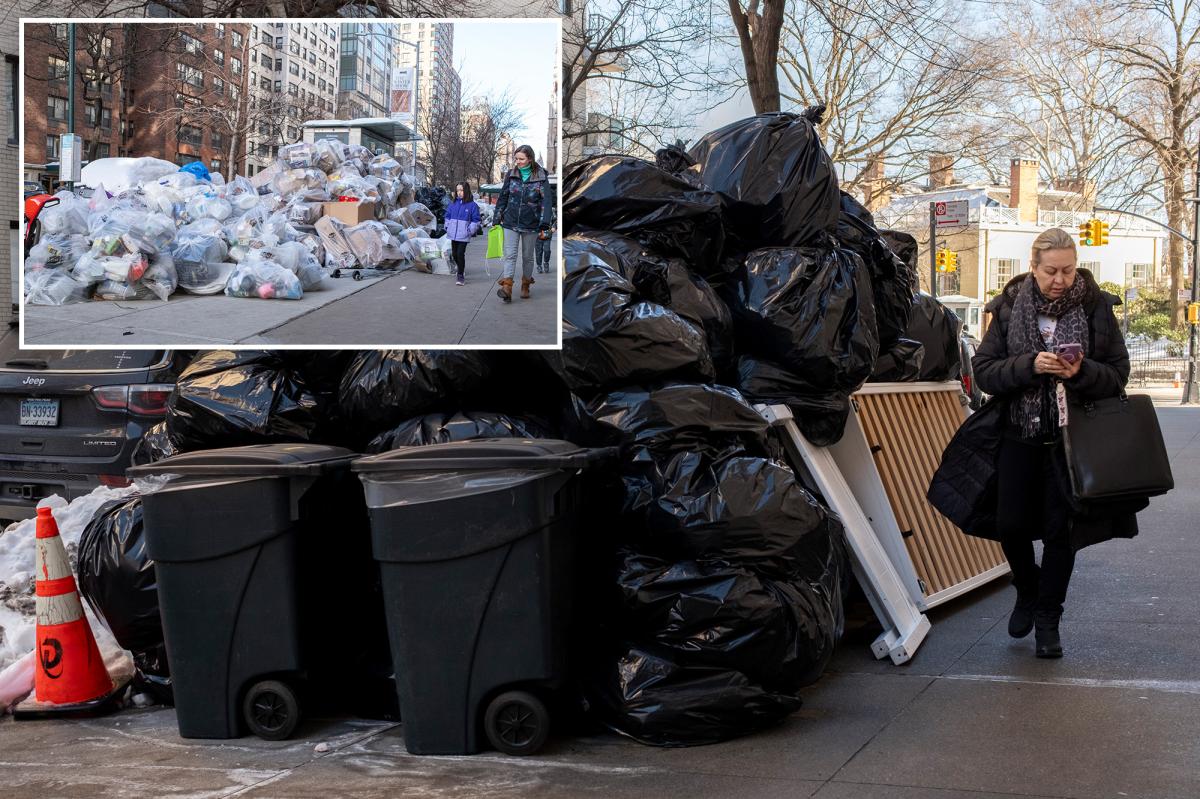 NYC trash mountains pile up as garbage collection is delayed after snow storm