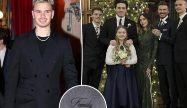 Romeo Beckham debuts 'family' tattoo as Brooklyn covers up his ink