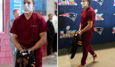 Patriots' Mack Hollins arrives at Super Bowl 2026 in prison jumpsuit