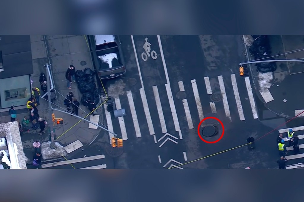 Two young children and a woman suffered burns after multiple cast-iron manhole covers exploded in Lower Manhattan Thursday afternoon, cops and sources said.