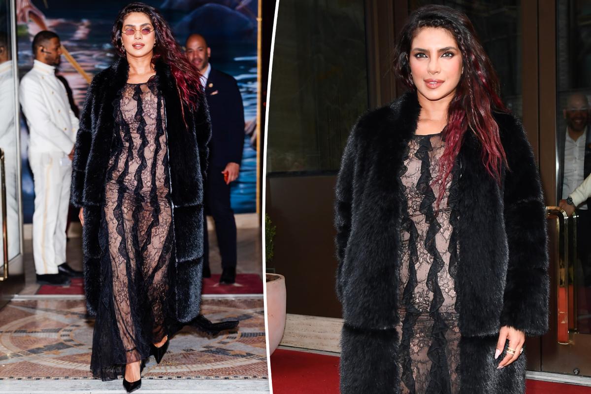 Priyanka Chopra wears sheer lace dress to promote 'The Bluff' in NYC