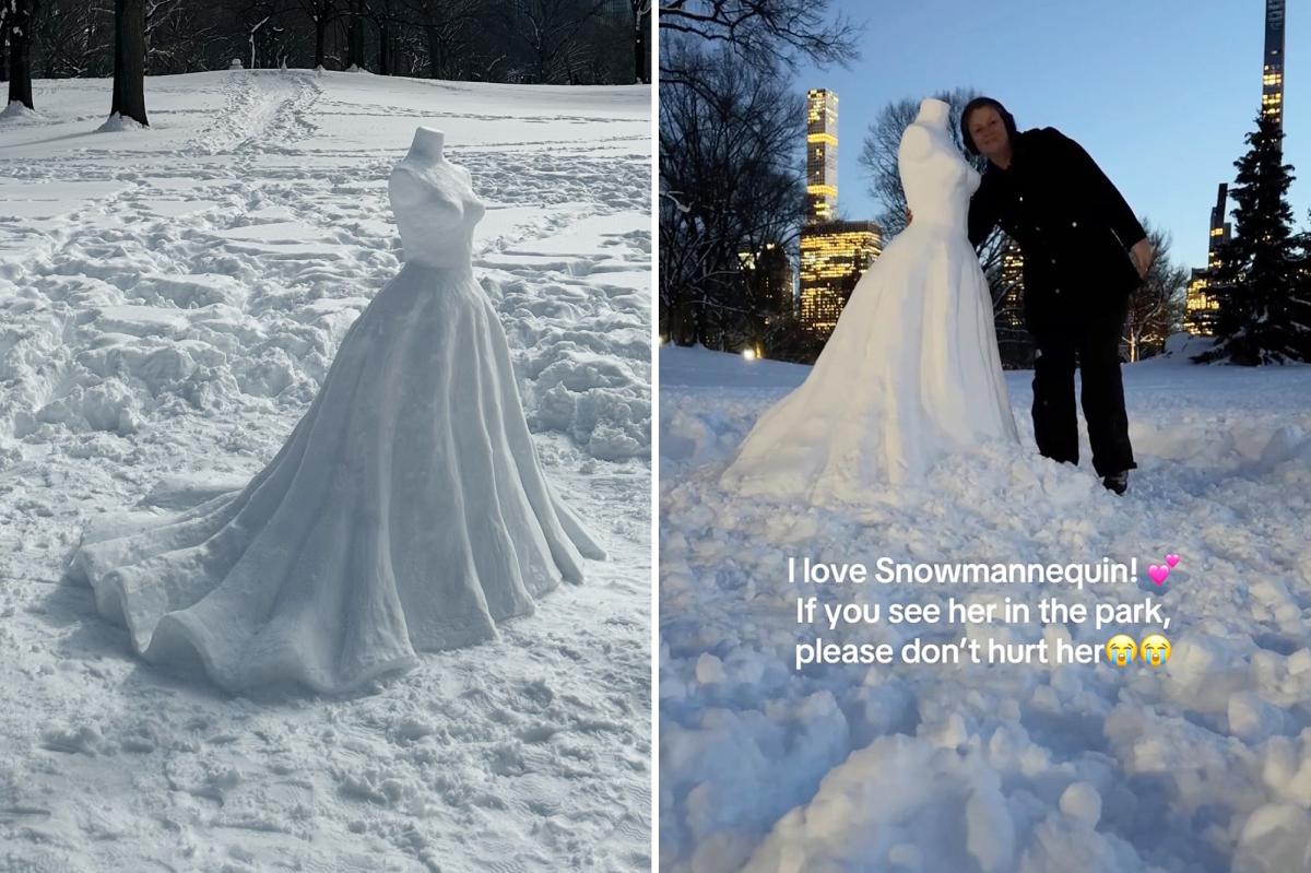 NYC dress designer goes viral for carving a snow mannequin