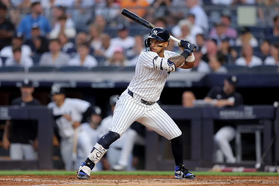 New York Yankees infielder Jorbit Vivas. Credit:&nbsp;Brad Penner-Imagn Images.