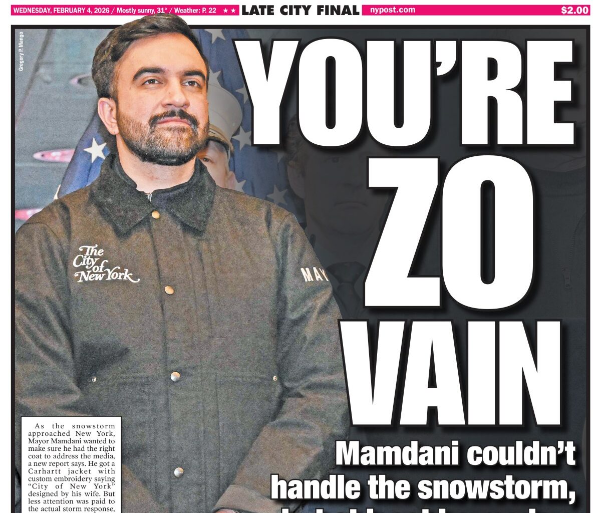 New York Post Cover for February 4, 2026