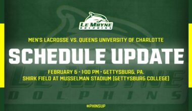 MEN'S LACROSSE SEASON OPENER AGAINST QUEENS MOVED TO FRIDAY AT GETTYSBURG COLLEGE