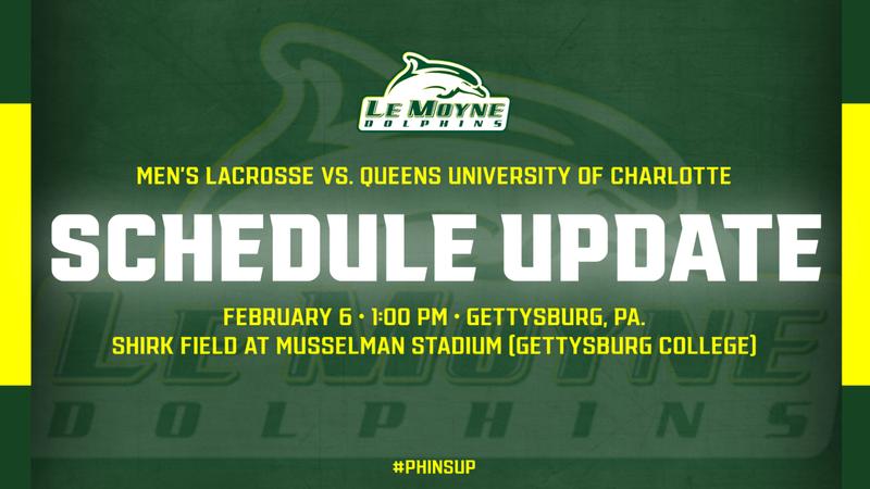 MEN'S LACROSSE SEASON OPENER AGAINST QUEENS MOVED TO FRIDAY AT GETTYSBURG COLLEGE