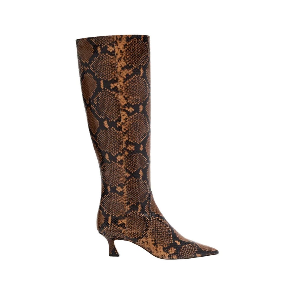 50mm Vinnie Snake-Printed Leather Knee-High Boots