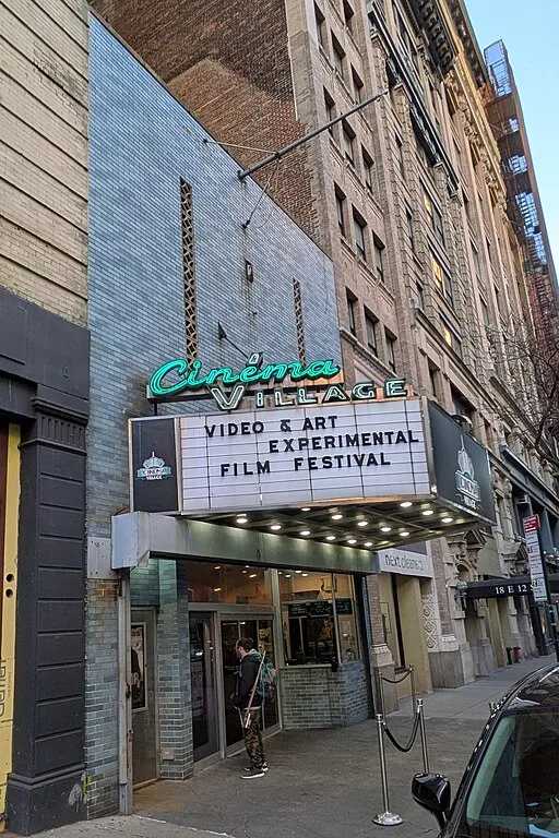 Exterior of Cinema Village, an indie movie theater in NYC