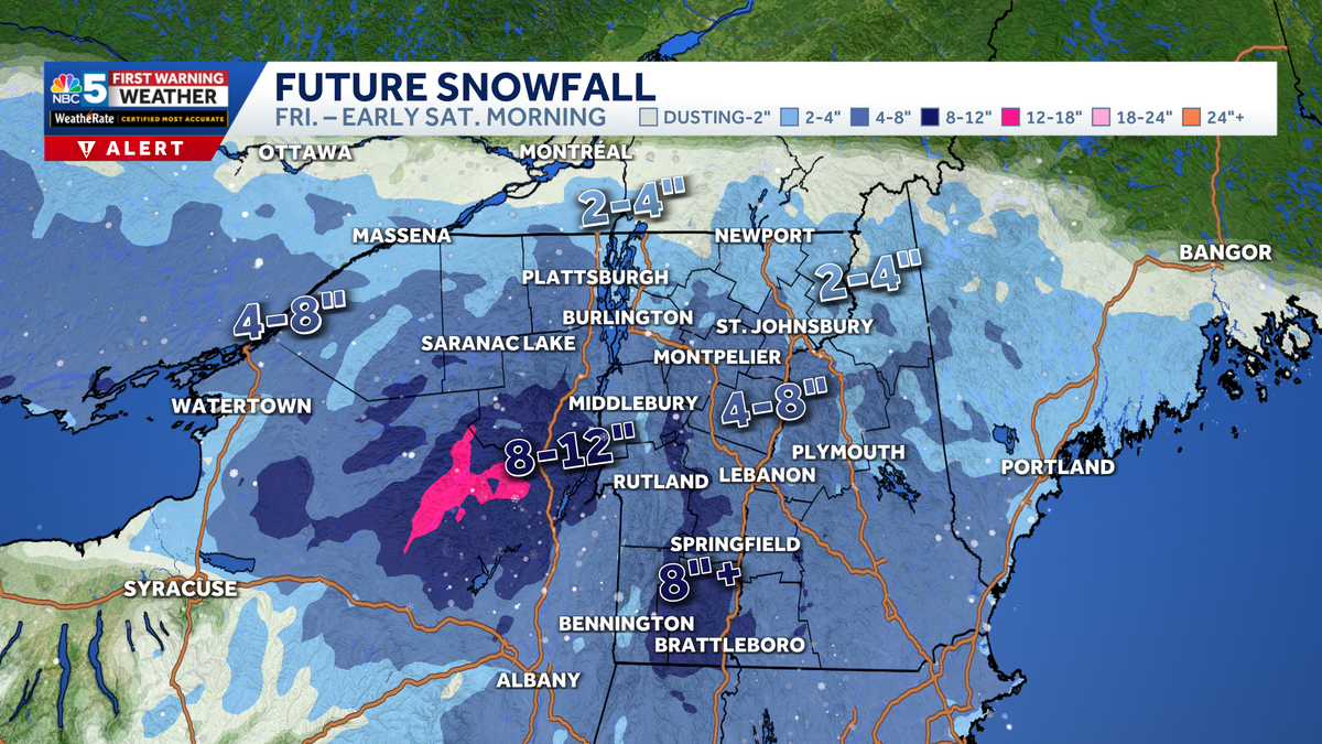 Heavy snow to bring tough evening travel Friday across Vermont, New York