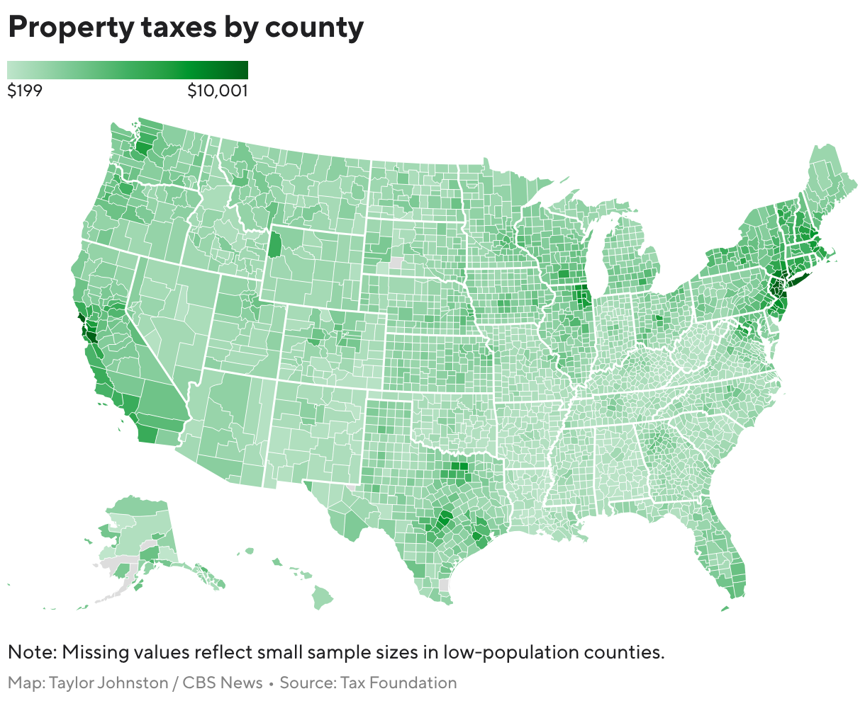 Property taxes by county (Choropleth map)