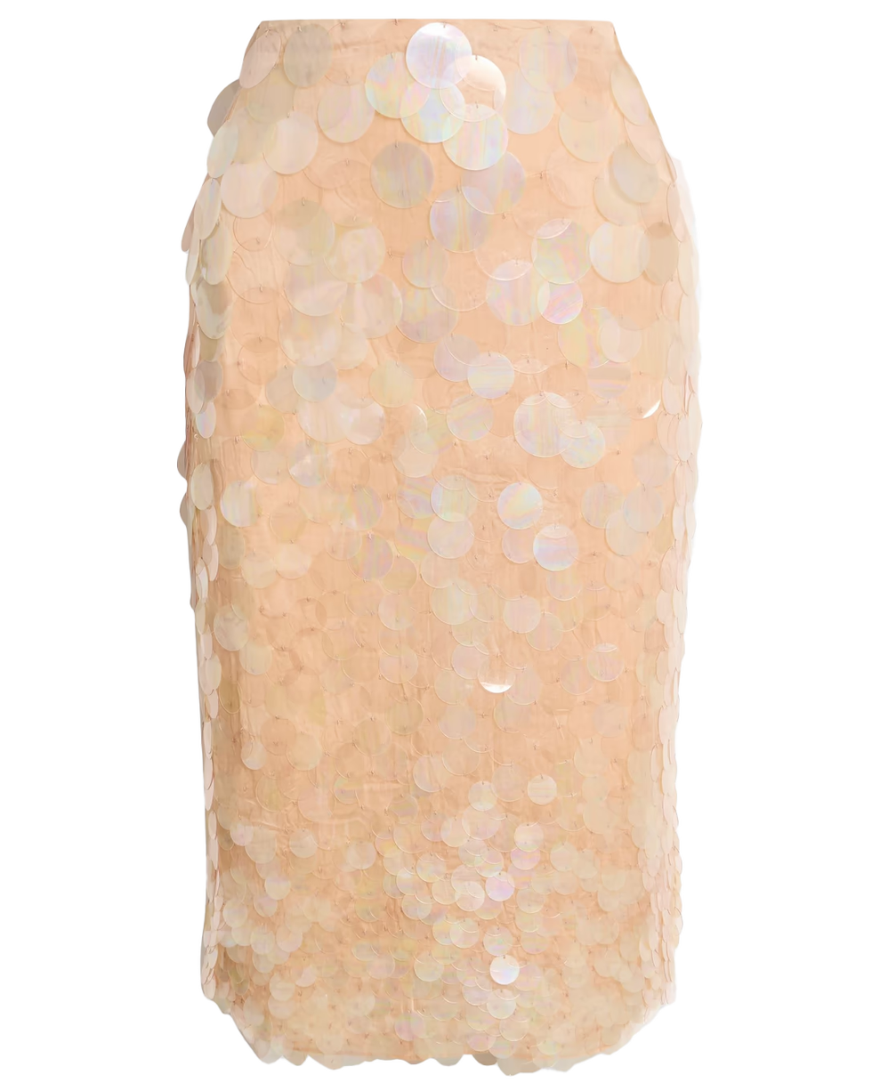 Riley Sequined Crepe de Chine Skirt