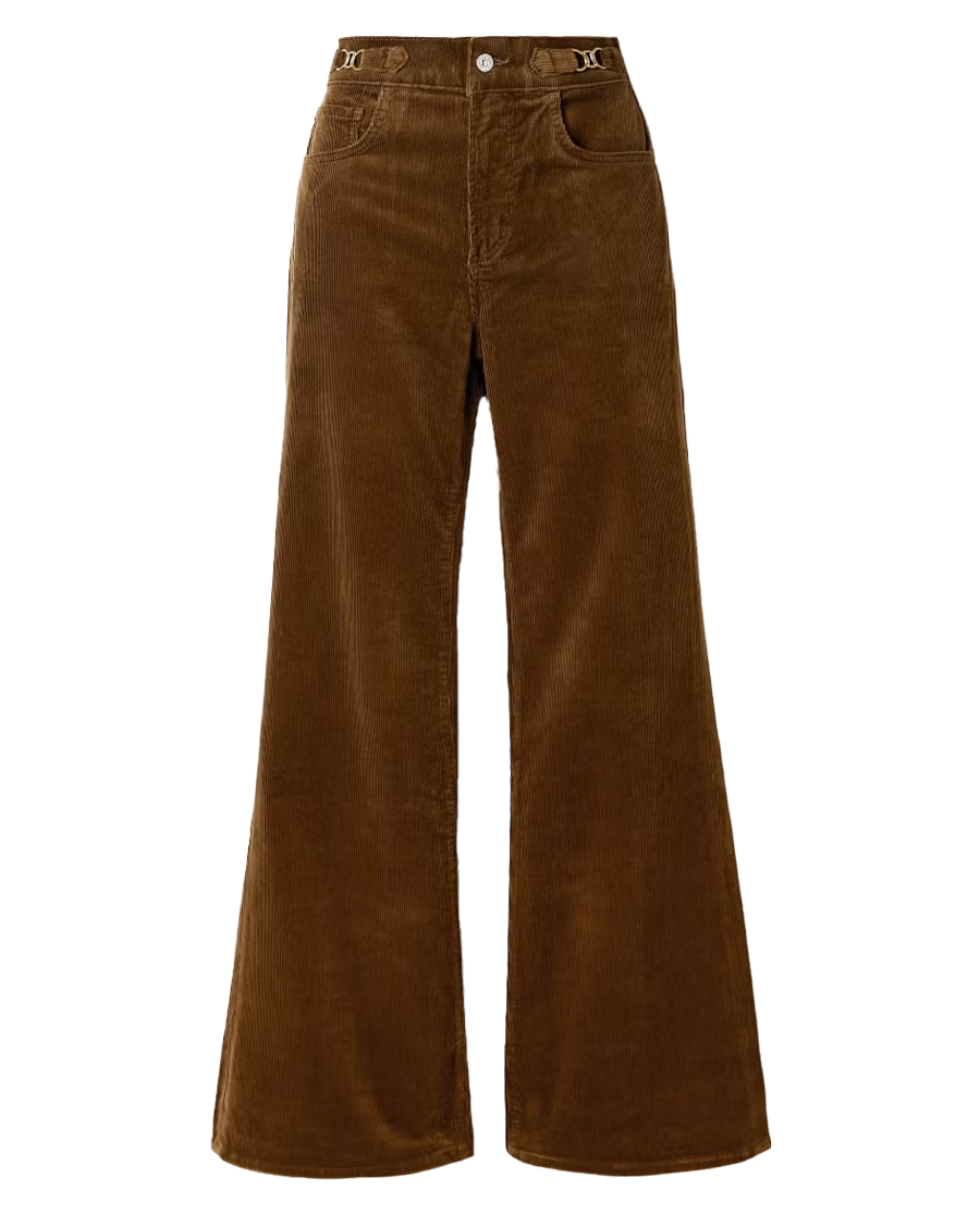 Horsebit-Embellished Corduroy Flared Pants