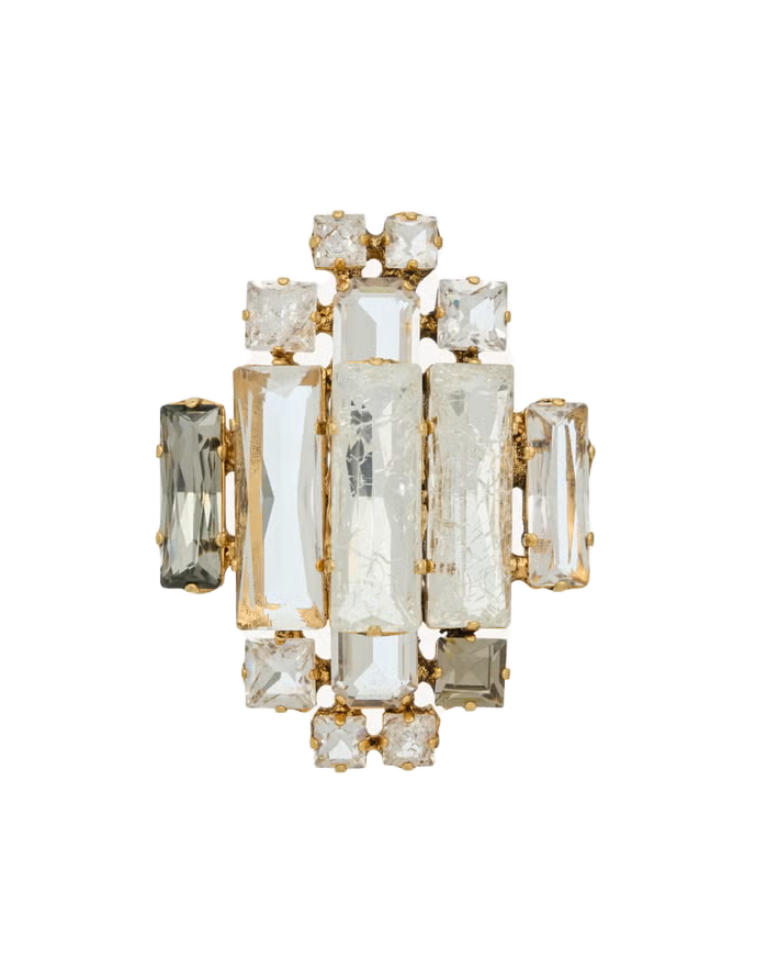 Crystal Medallion Brooch in Metal