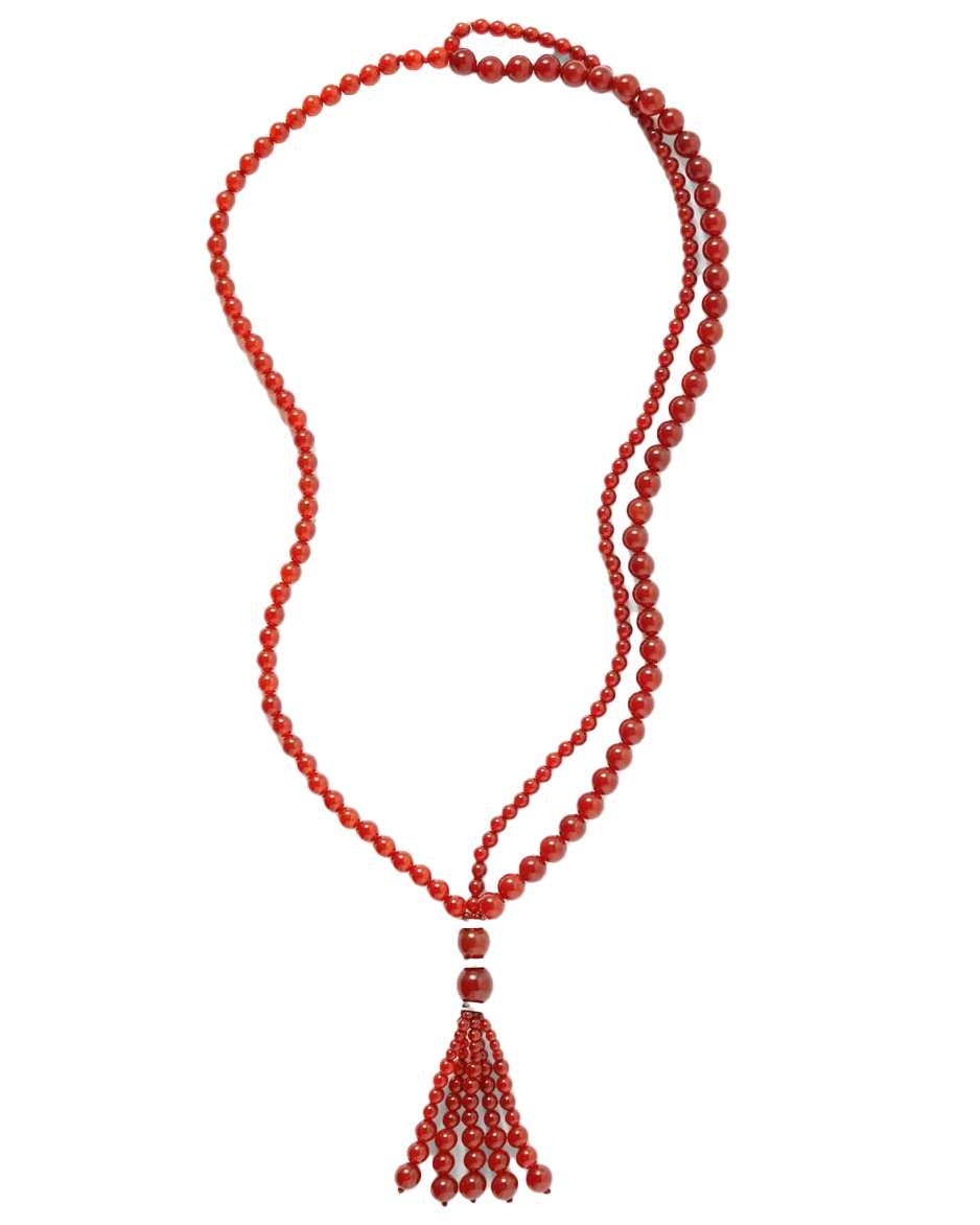 Venice Opera Tasseled Carnelian And Silver Necklace 
