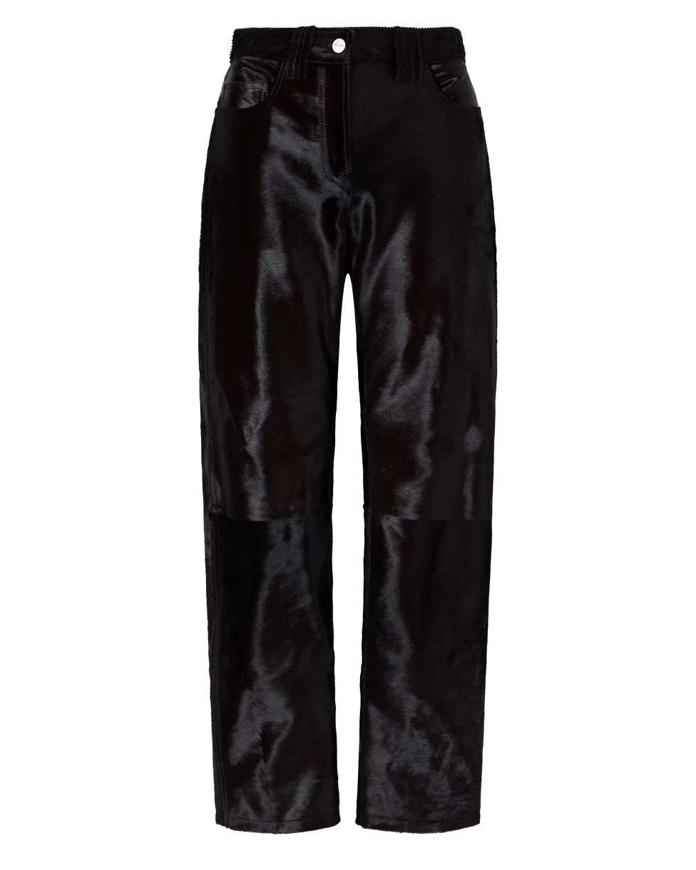 Callum Calf Hair Straight-Leg Pants