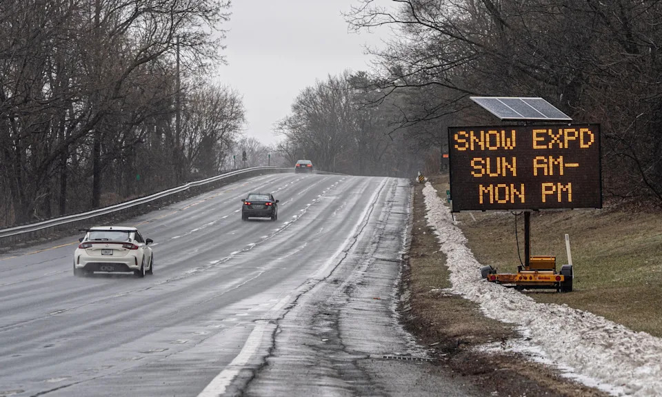 A sign on the Sprain Parkway in Yonkers Feb. 22, 2026 warns drivers of the predicted massive winter storm predicted to hit the New York City metropolitan region and the Lower Hudson Valley Sunday into Monday.