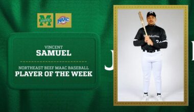 Baseball's Vincent Samuel Tabbed Northeast Beef MAAC Player of the Week