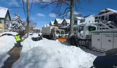 NYC sanitation crews struggling to dig out Staten Island following winter blizzard; school attendance low Tuesday