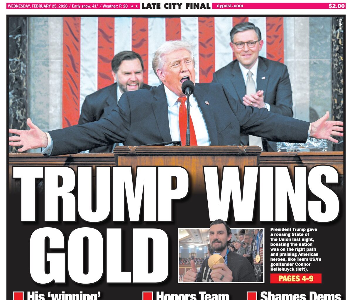New York Post Cover for February 25, 2026