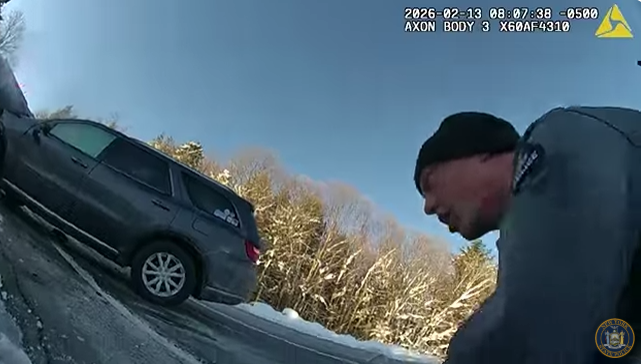 WATCH: New York State Police Release Bodycam Video of Trooper Struck at Crash Scene in Duane