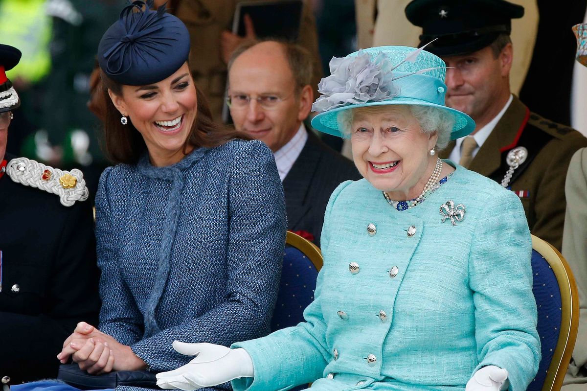 Catherine, Princess of Wales, then the Duchess of Cambridge, and Queen Elizabeth II