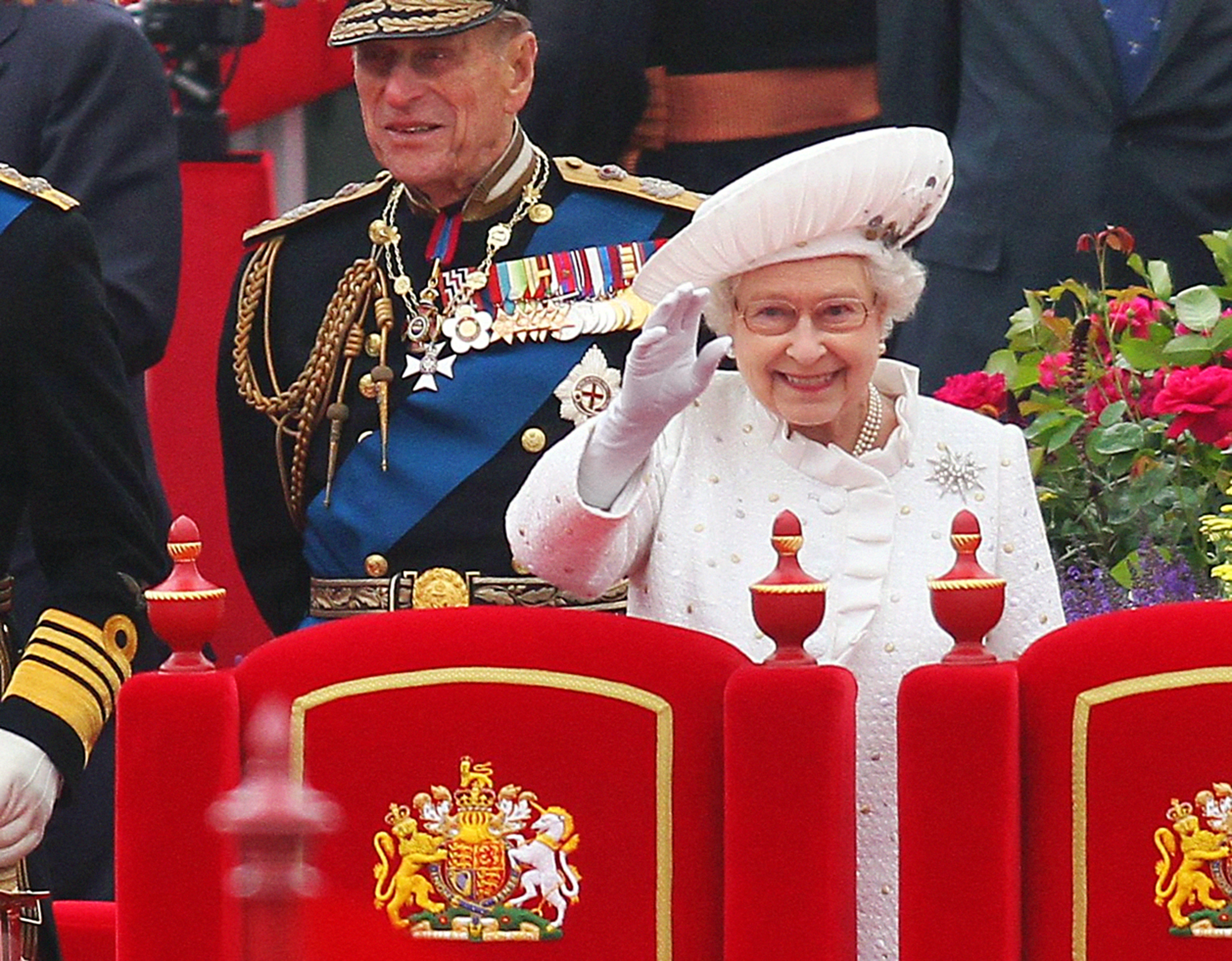 Queen Elizabeth II and Prince Philip, Duke of Edinburgh during the Diamond Jubilee Pageant in 2012