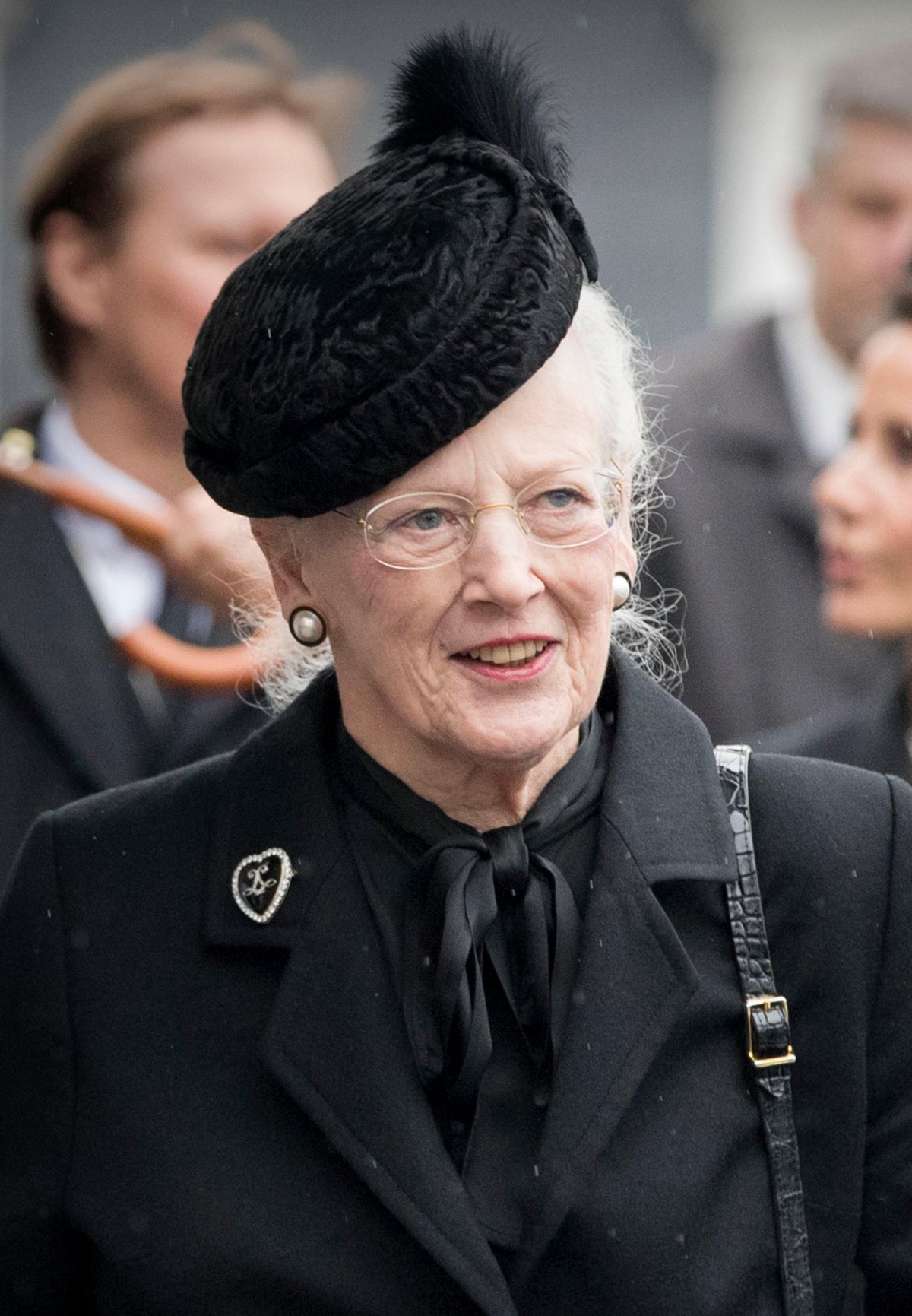 Queen Margrethe II of Denmark attends the funeral service for her late brother-in-law, Prince Richard of Sayn-Wittgenstein-Berleburg, on March 21, 2017 (Patrick van Katwijk/DPA Picture Alliance/Alamy)