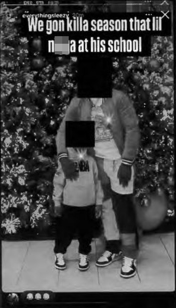 Instagram post by Hassan Brown threatening to kill a person at their school.