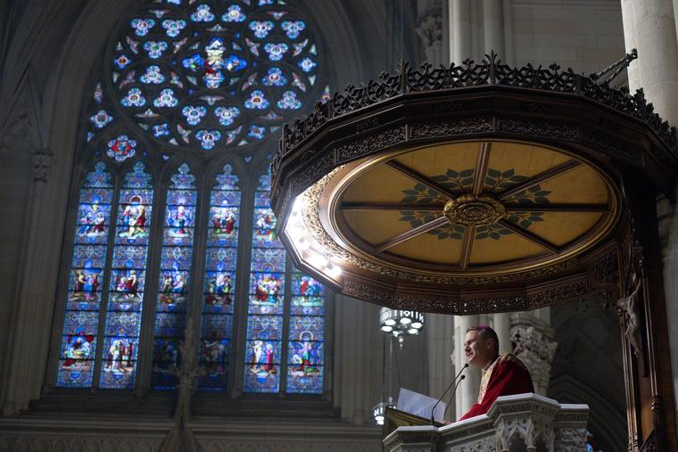 Archbishop Ronald Hicks delivering the homily at his installation Mass at St. Patrick's Cathedral on February. 6, 2026.