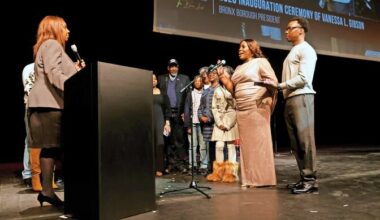 Borough President Vanessa Gibson was sworn in for her second term by New York Attorney General Leticia James.