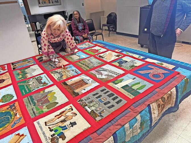 At Riverdale Senior Services, participants examined the original 1976 bicentennial quilts depicting bridges, churches and historic sites across the Bronx