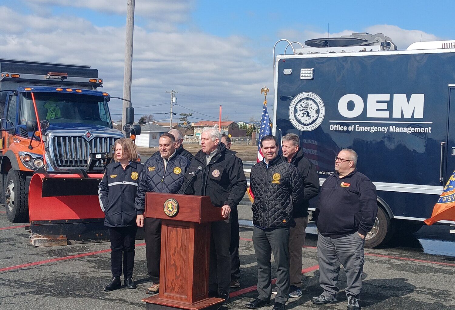 Nassau County Executive Bruce Blakeman discussed storm prep at Nickerson Beach in Lido Beach.