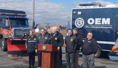 Nassau County Executive Bruce Blakeman discussed storm prep at Nickerson Beach in Lido Beach.