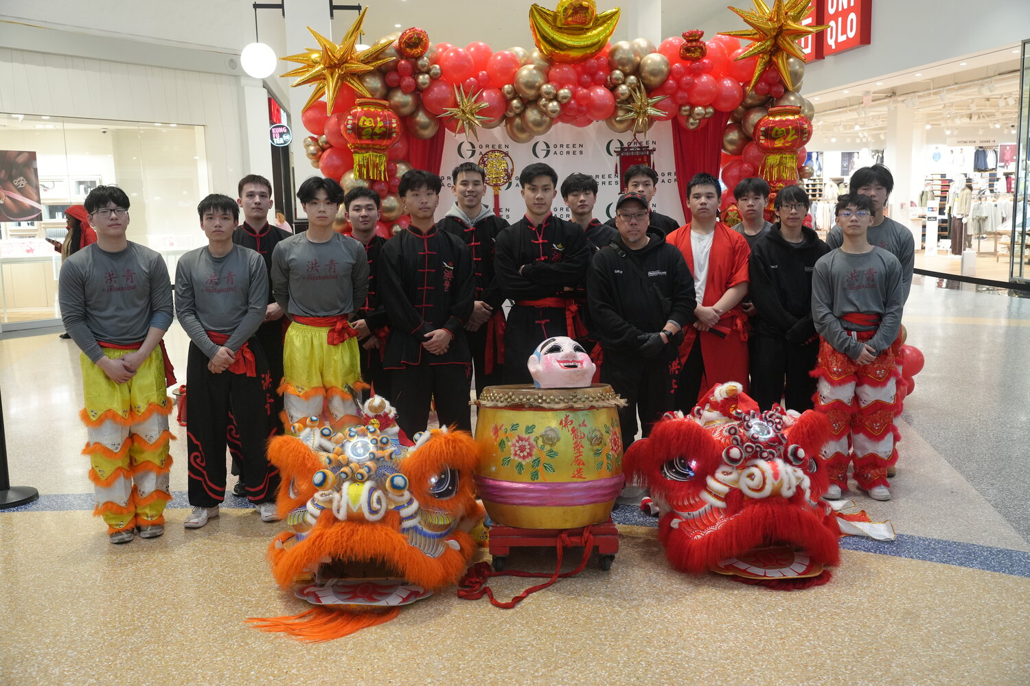 The New York Chinese Freemasons Athletic Club served as the performers for Green Acres Mall&rsquo;s Lunar New Year celebration, showcasing a lion dance.